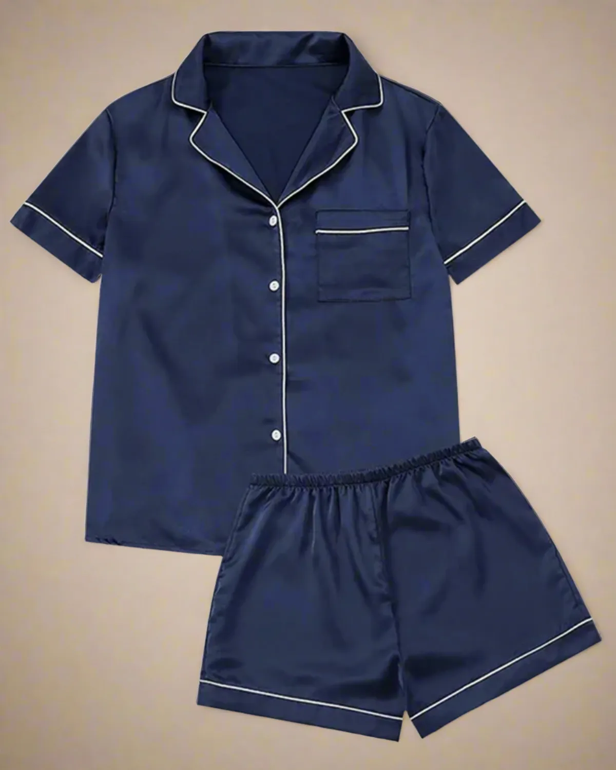 Satin Button Up Short Sleeve and Shorts Pyjamas