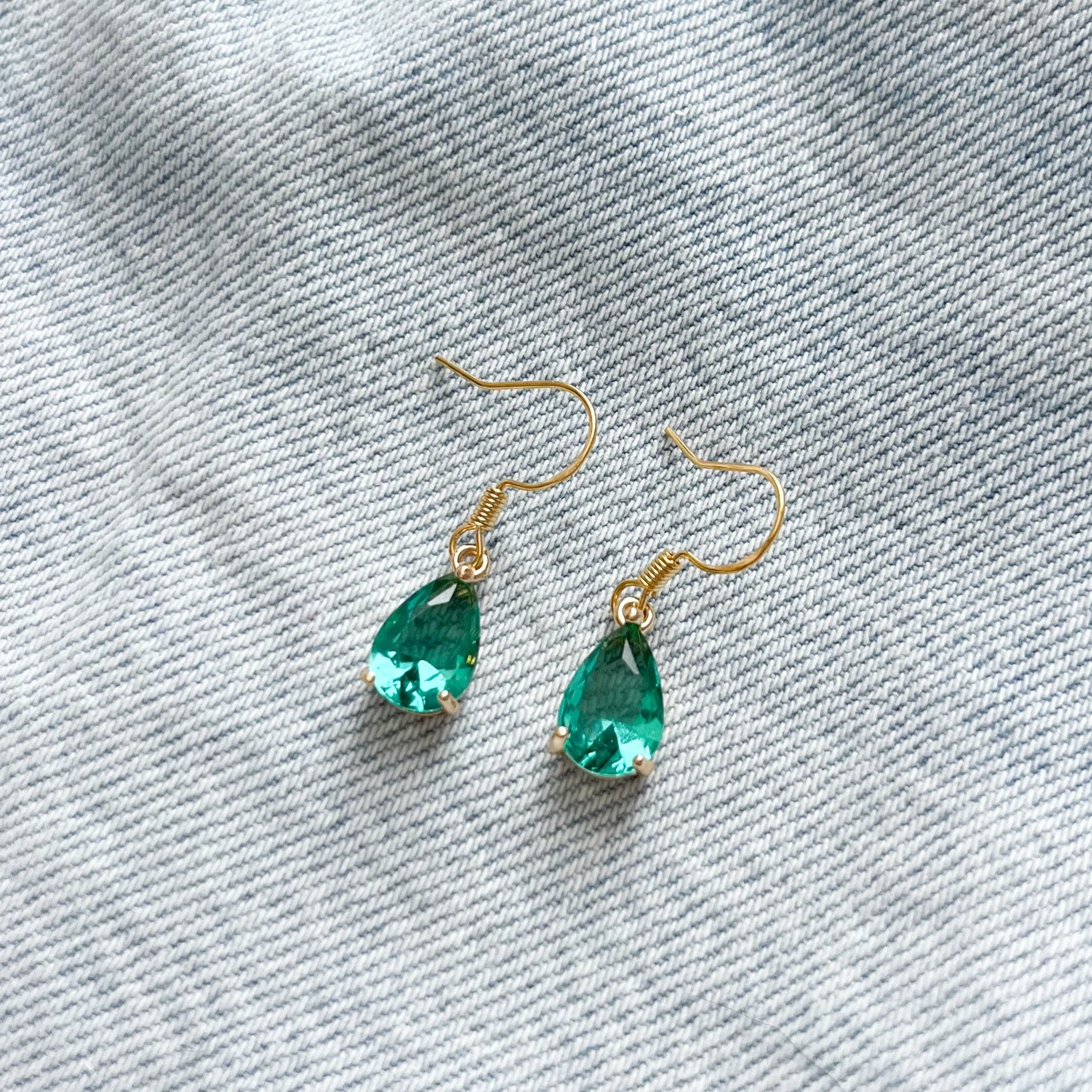 Sea Glass Green Crystal Teardrop Earrings