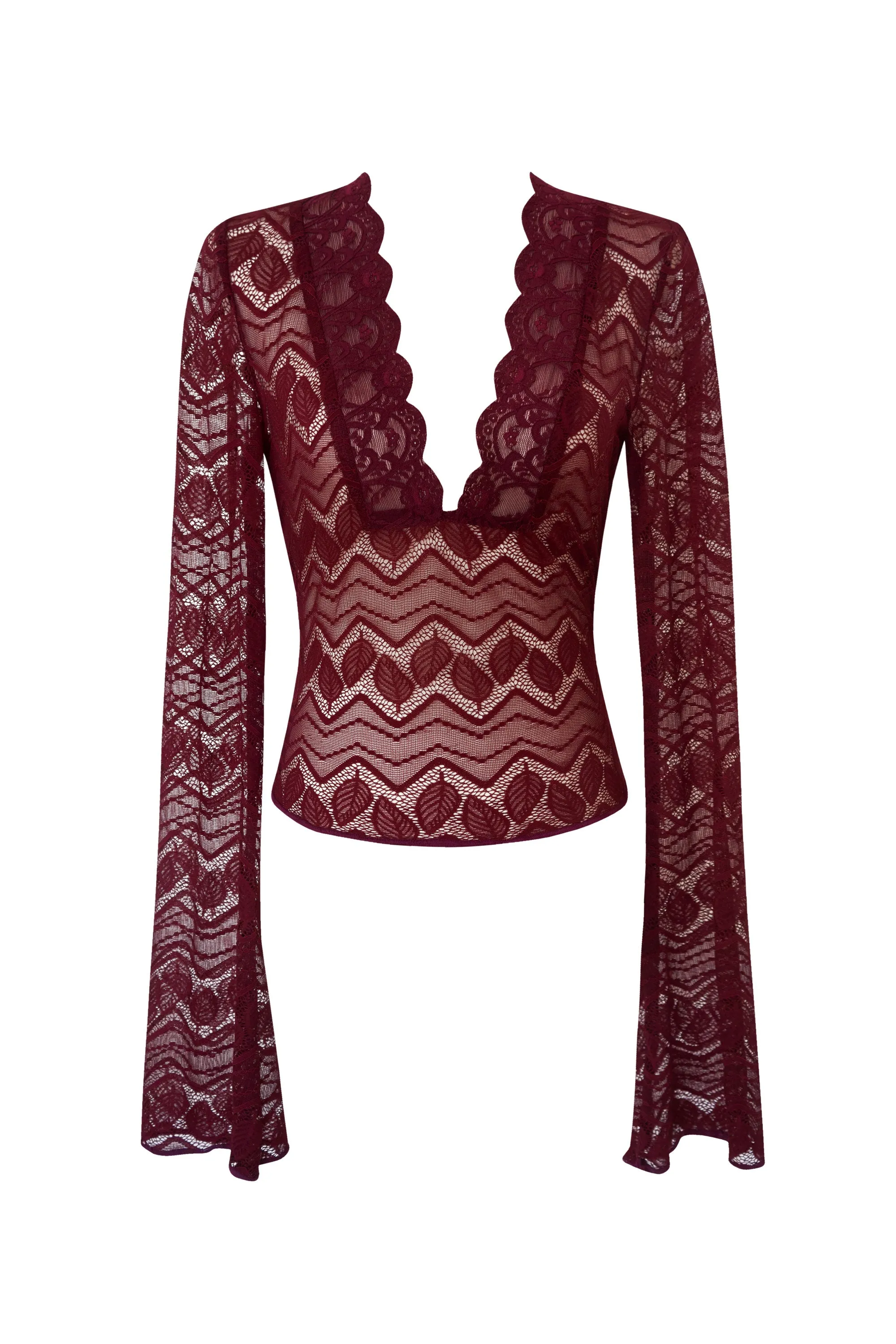 Simone Burgundy Lace Top