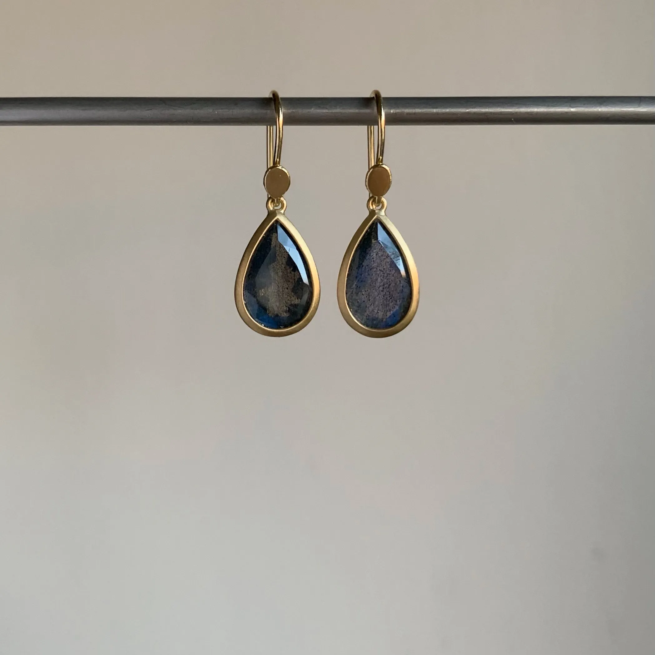 Small Fine Labradorite Drop Earrings