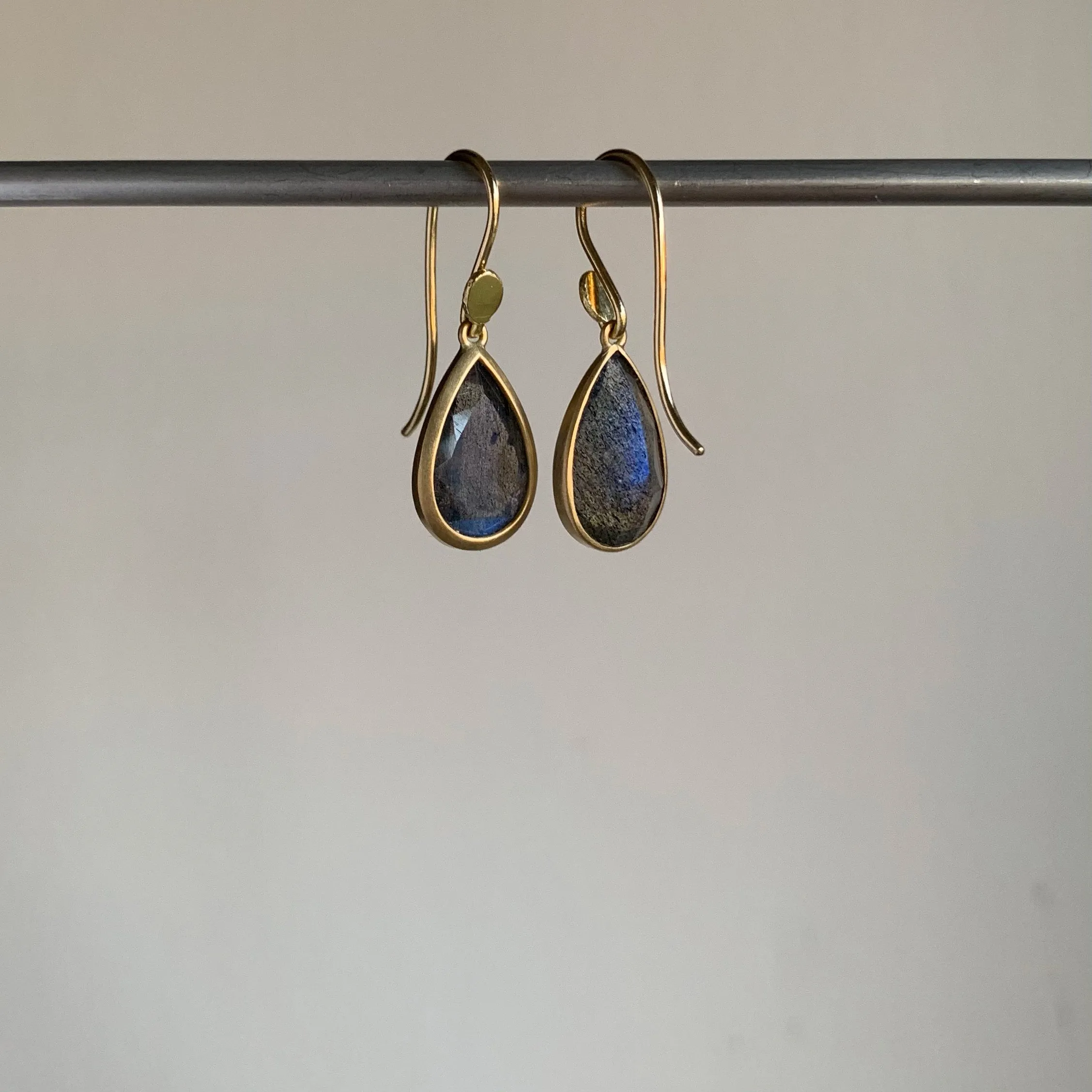 Small Fine Labradorite Drop Earrings