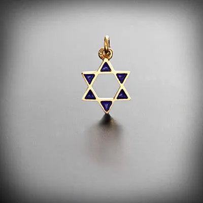 Small star of David pendant, open shape, gold or silver with enamel