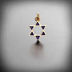 Small star of David pendant, open shape, gold or silver with enamel