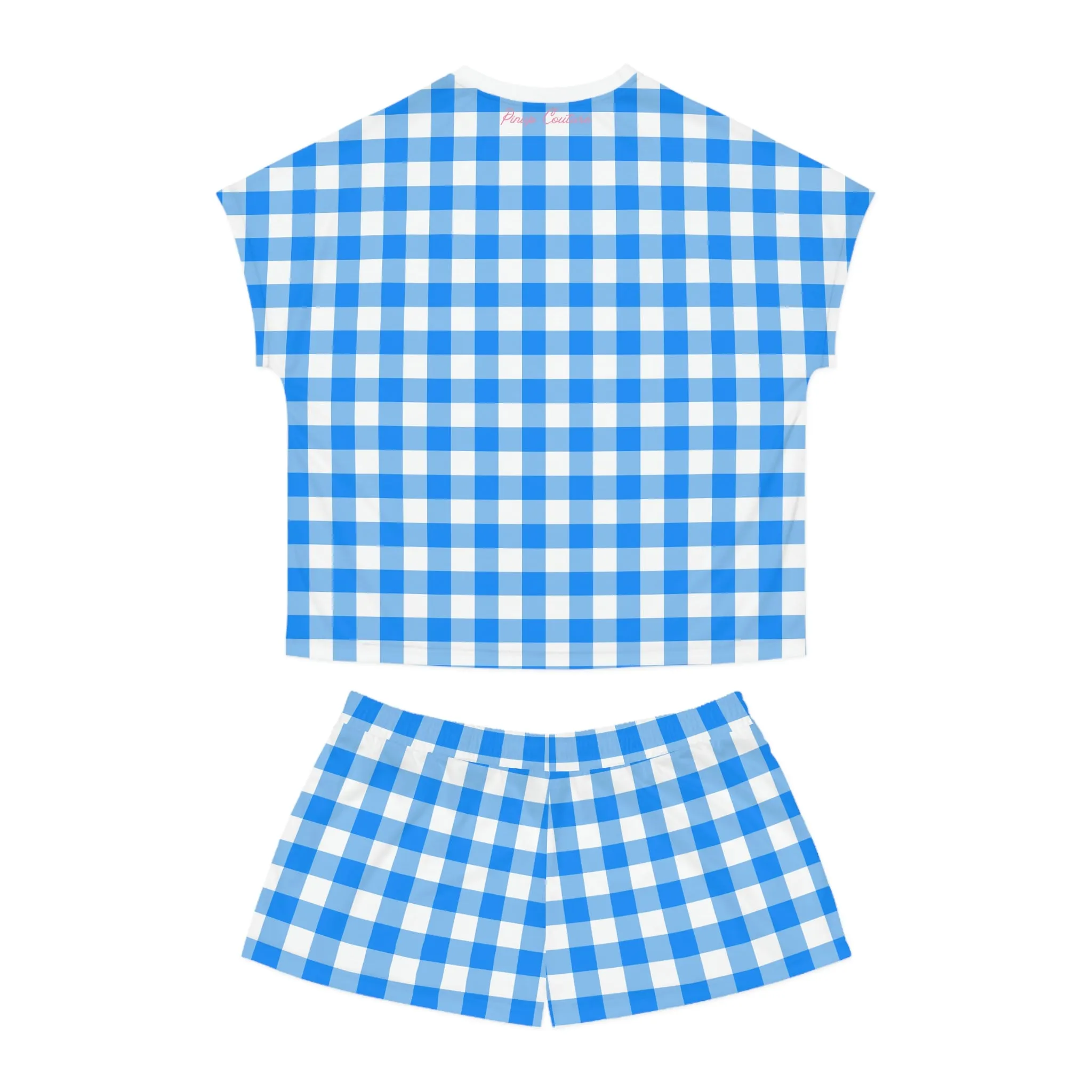 TGIF Sleepover PJs in Beyond Blue Gingham Tee & Pajama Shorts-Set | Pinup Couture Relaxed