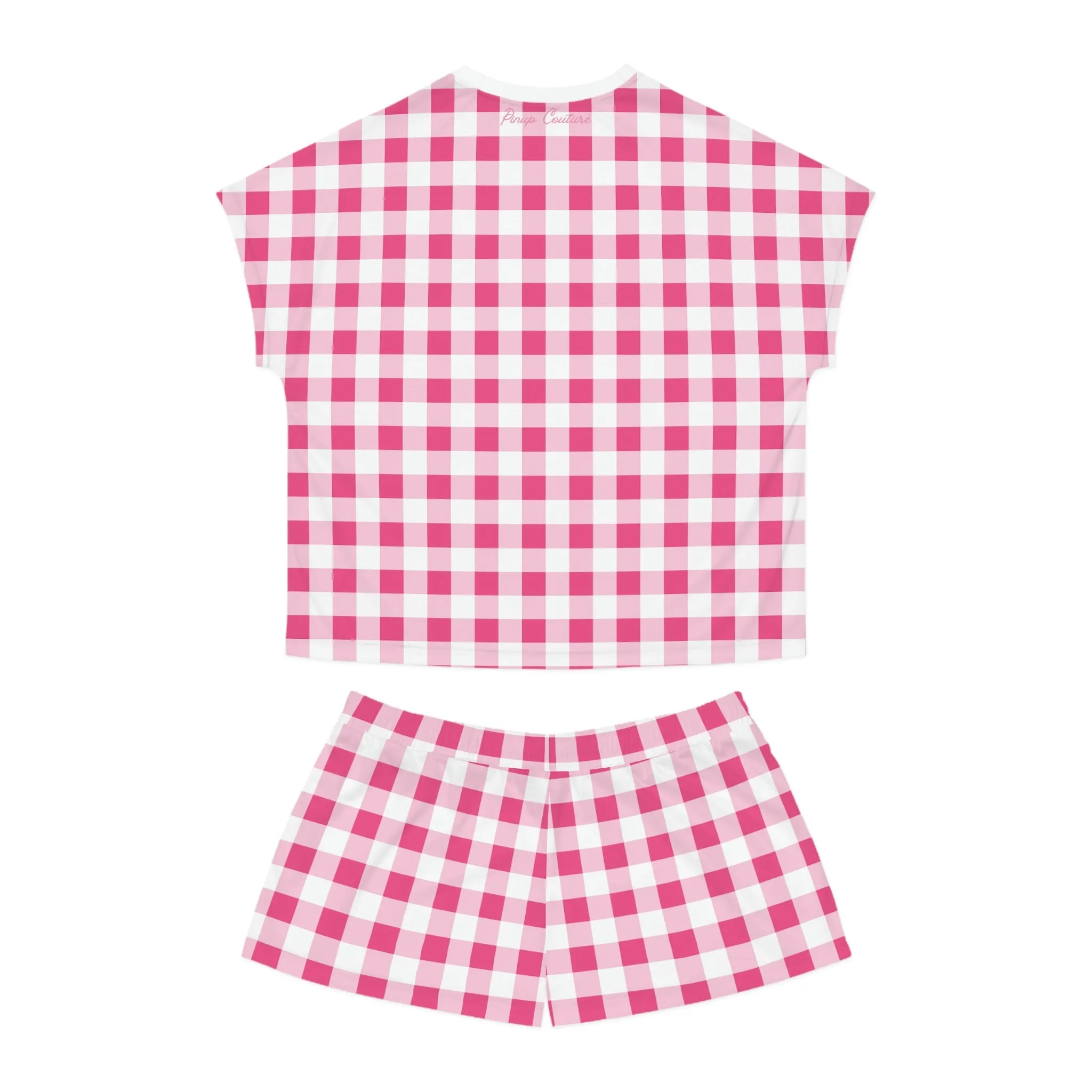 TGIF Sleepover PJs in Everything Nice Pink Gingham Tee & Pajama Shorts-Set | Pinup Couture Relaxed