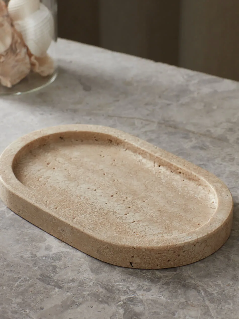 Travertine Oval Tray