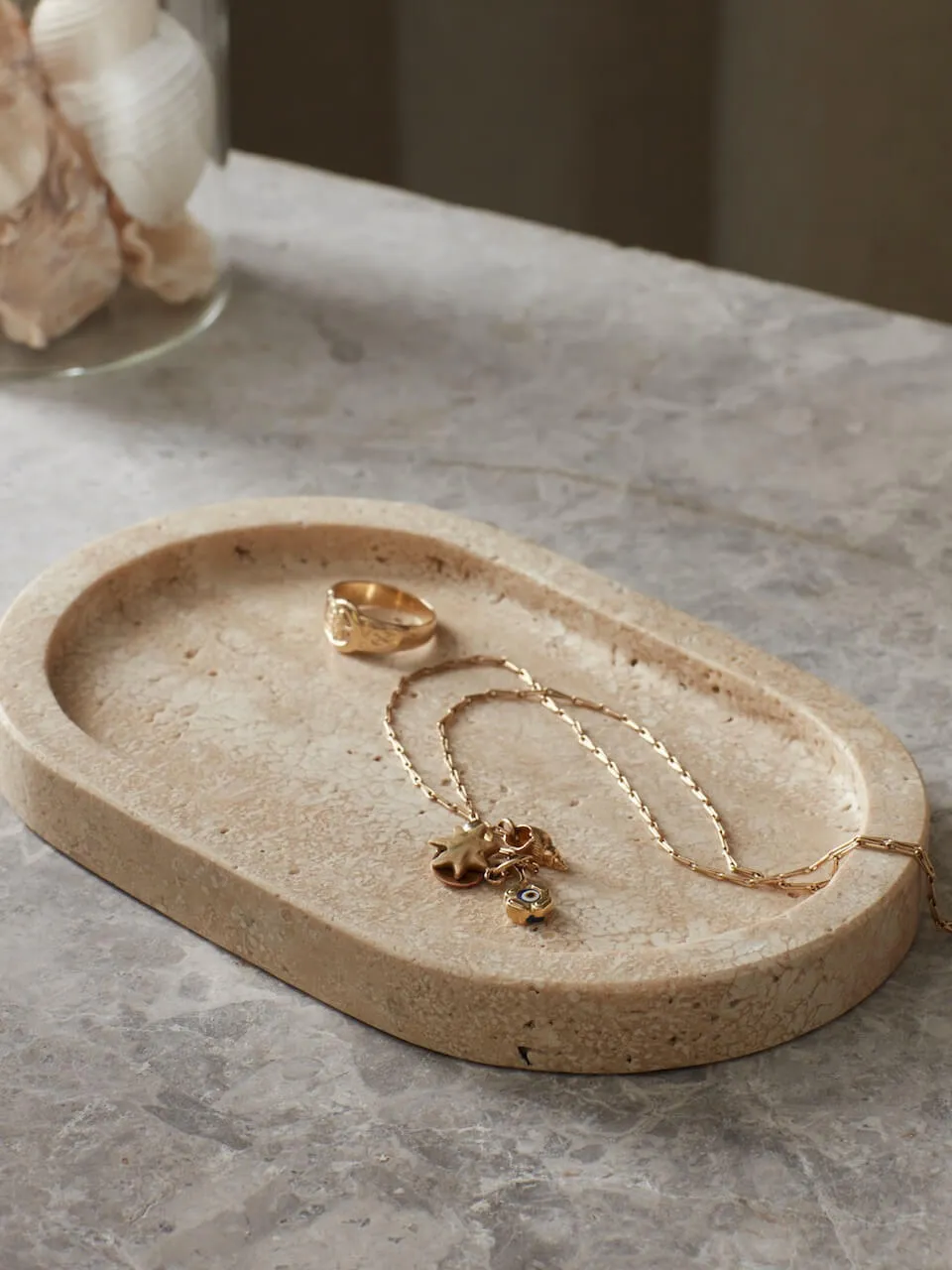 Travertine Oval Tray