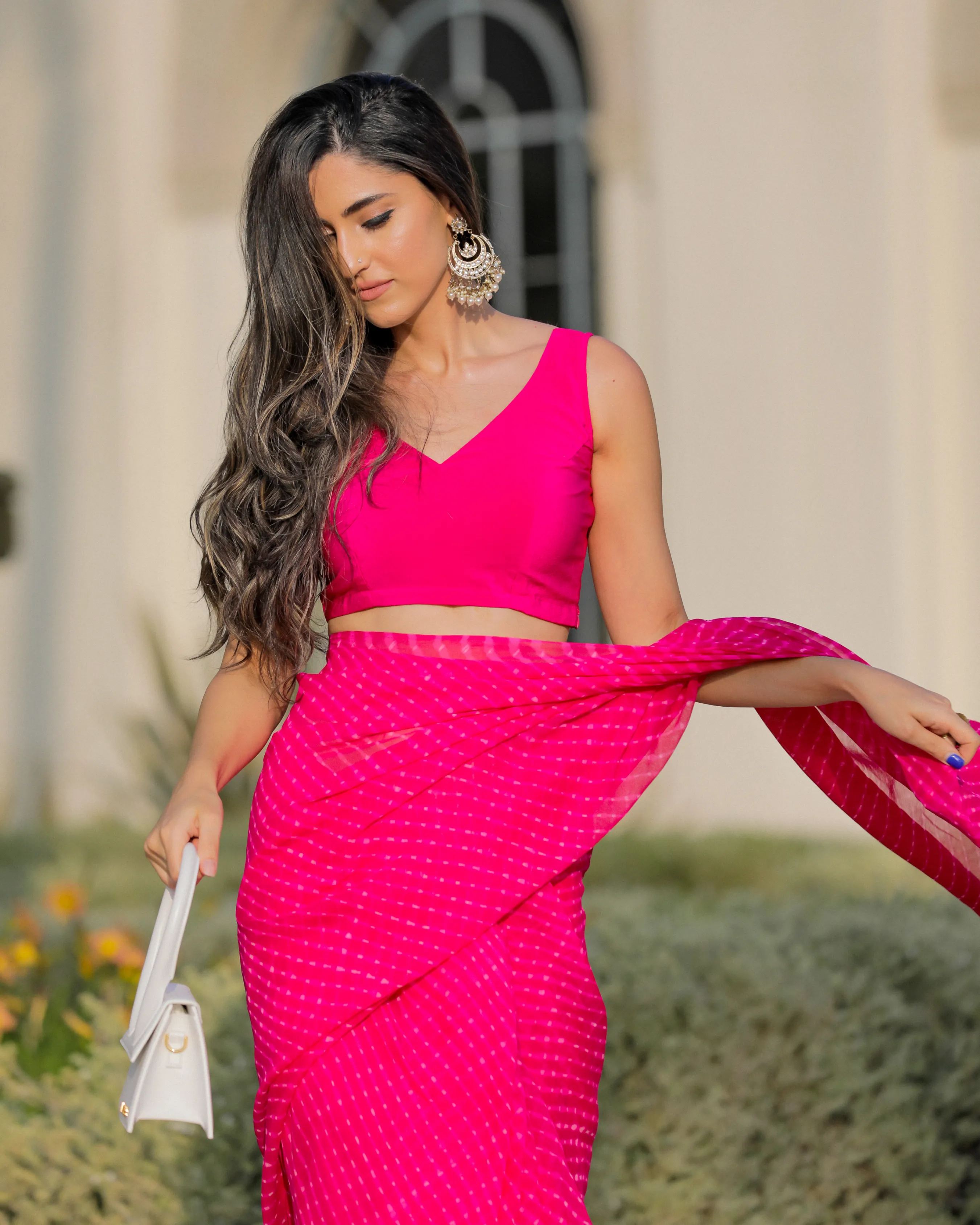 Victoria Bae Leheriya Pure Chiffon Saree