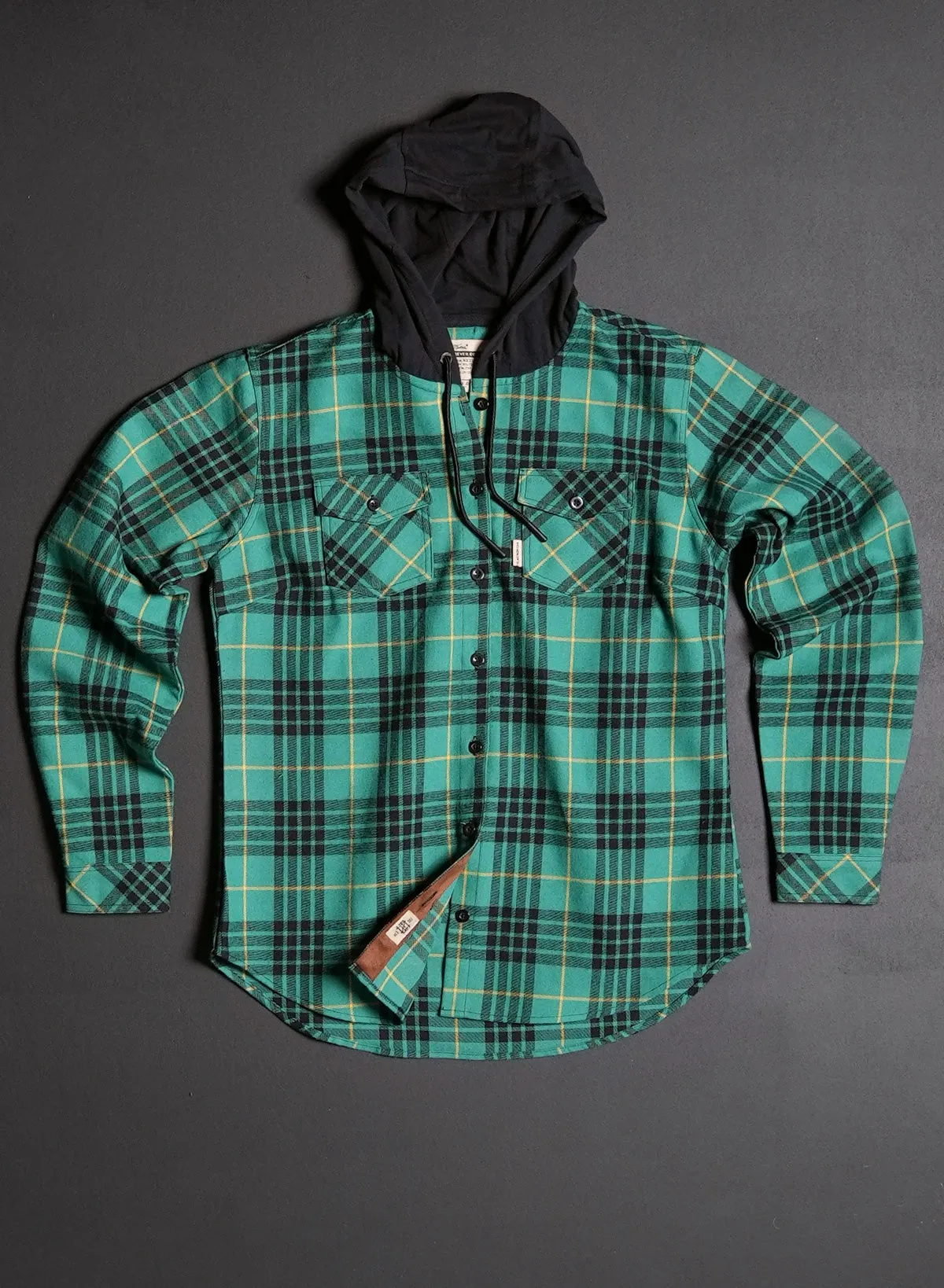 WOMEN'S HOODED NO HANDOUTS X FOREVER FLANNEL - GREEN