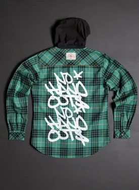 WOMEN'S HOODED NO HANDOUTS X FOREVER FLANNEL - GREEN